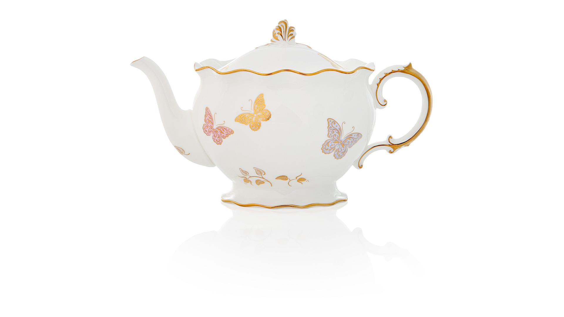 10593020 Royal Crown Derby Сервиз чайный Royal Crown Derby "Королевская бабочка" 6/21 (цветная) Фарфор костяной  - Вид №6