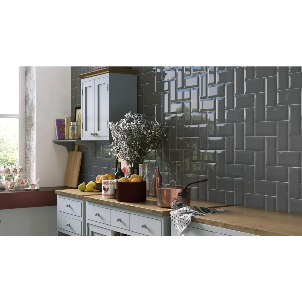 Плитка настенная Metrotiles 10х20 см 0.88 м² цвет дымчатый 82397061 STLM-2021355 Golden Tile  - Вид №3