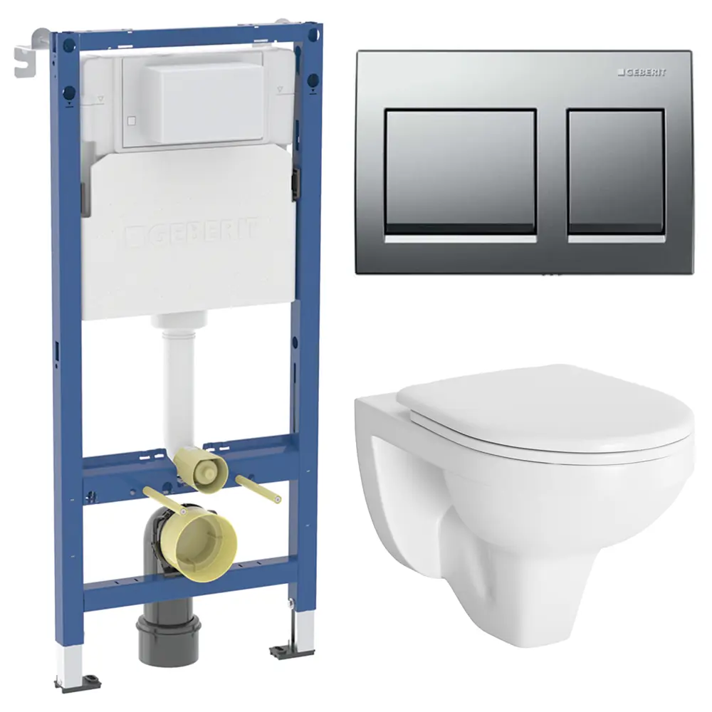 Комплект инсталляции Geberit Alpha с ободковым унитазом Damixa Jupiter клавиша Geberit Alpha хром STLM-2058706