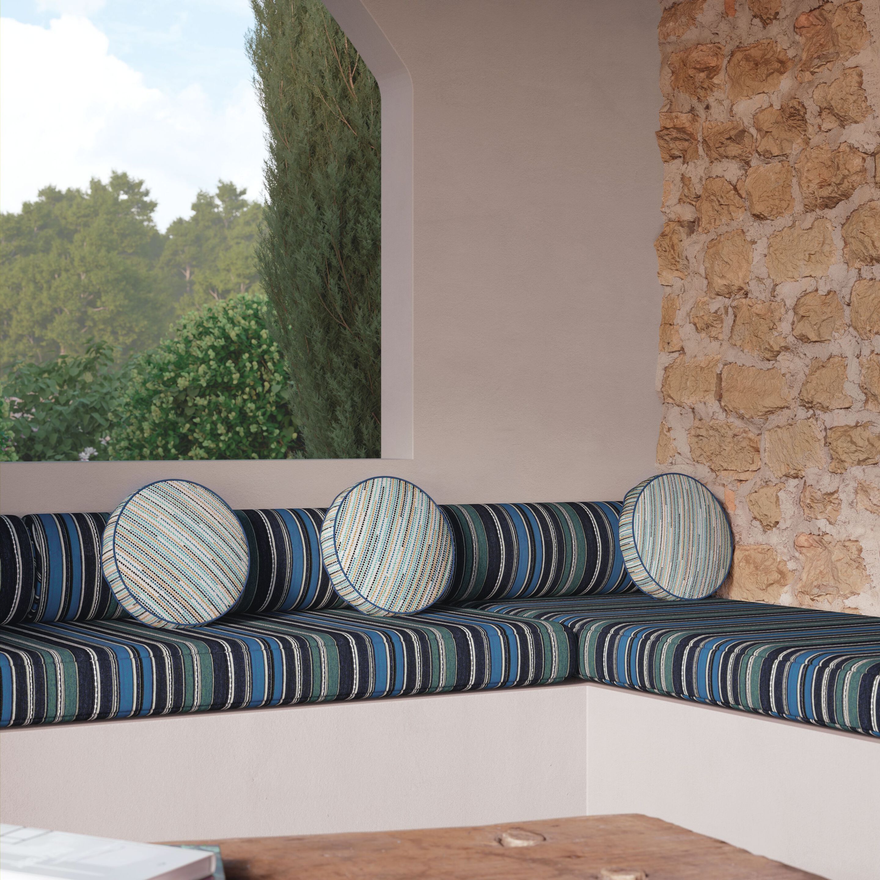 Моющаяся полосатая ткань Casamance West Bay ARCH-00003853 - Вид №3