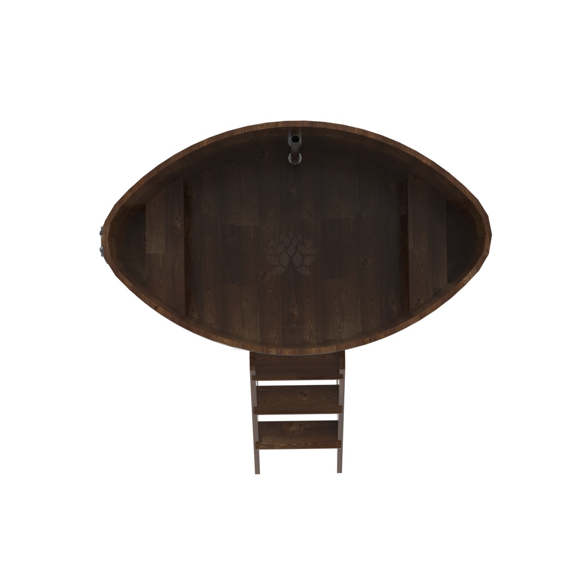 1533 Купель овальная из сращенных ламелей лиственницы 1,02х1,68х1,2 морёная Alyarus  - Вид №4