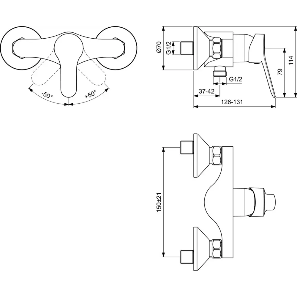 Смеситель для душа Vidima Luna BA382AA однорычажный цвет хром STLM-2045334 - Вид №4