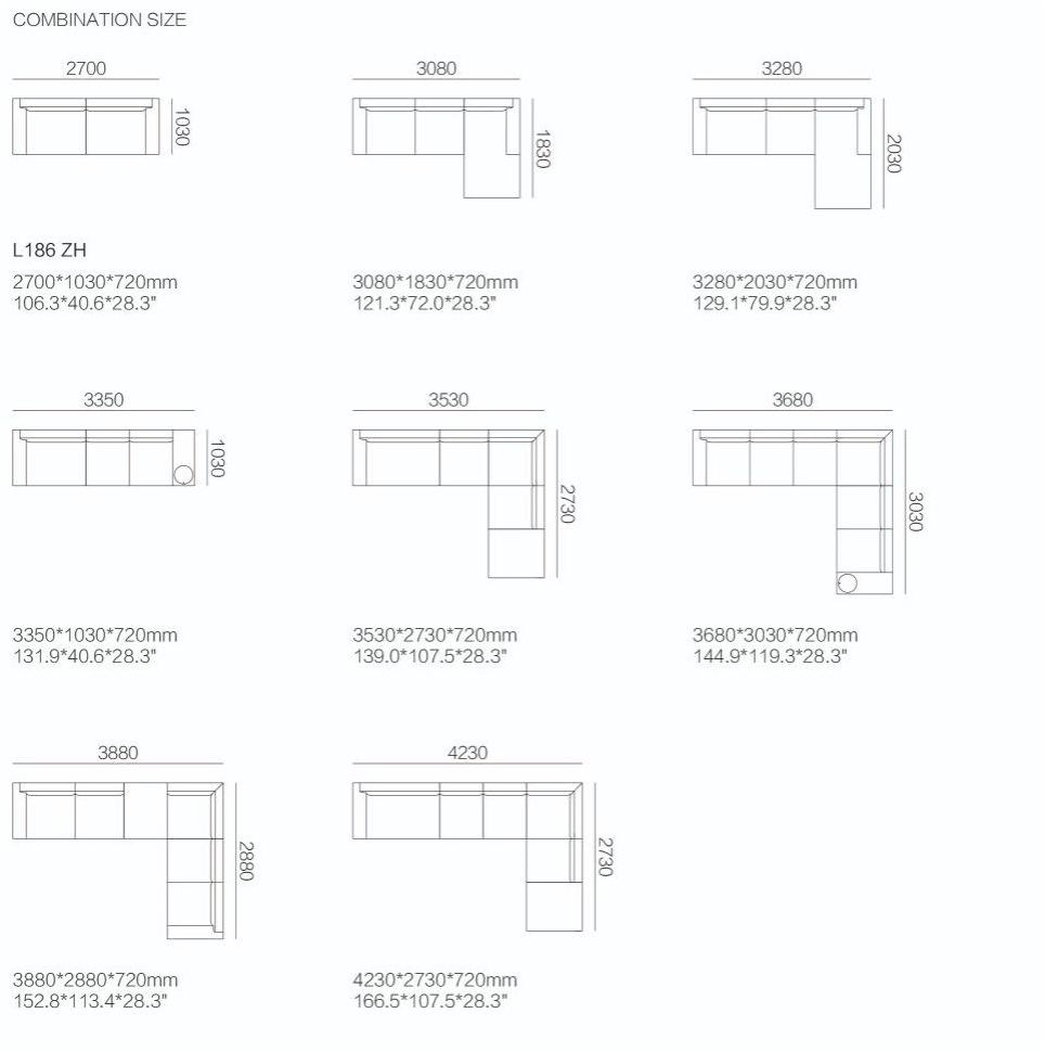 HC28 Cosmo Секционный кожаный диван  L186  - Вид №4