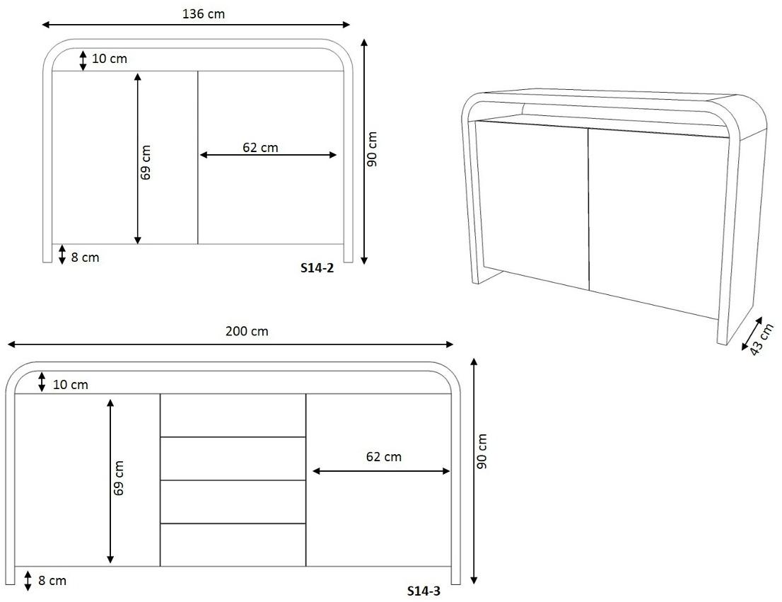 müller möbelfabrikation Стальной буфет с ящиками Highline S14 - Вид №2