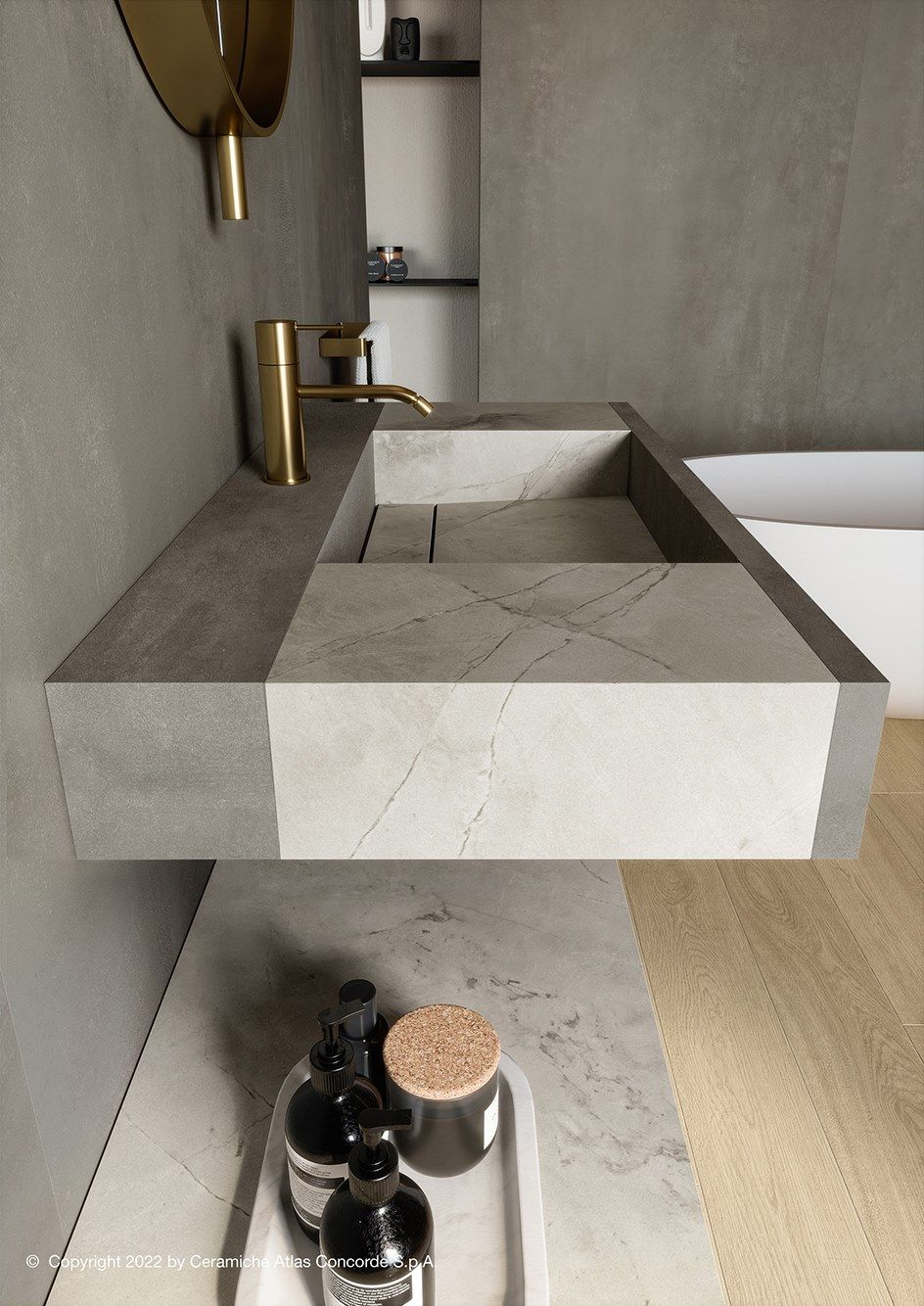 Подвесной одиночный умывальник с подвесным комодом Atlas Concorde Habitat Dialogo ARCH-00019182 - Вид №1