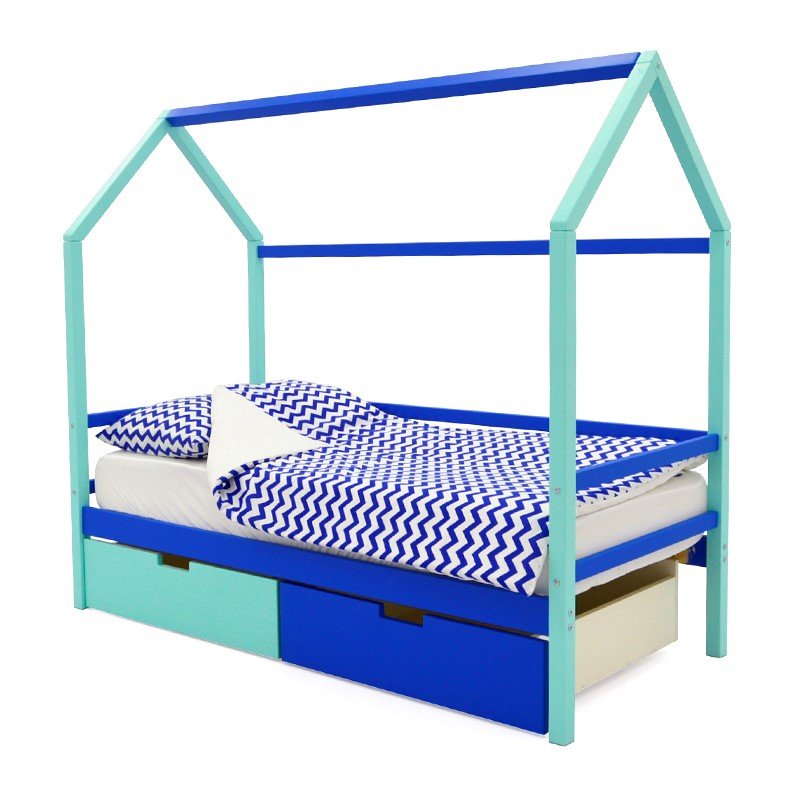 Кровать-домик детская мятно-синяя Svogen БЕЛЬМАРКО  00-3833077 Голубой Santreyd  - Вид №1