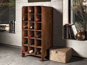 Напольная винная стойка из стали и дерева