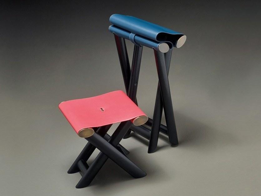 Promemoria Низкий складной табурет из клена и кожи sun-id-1428034 - Вид №1