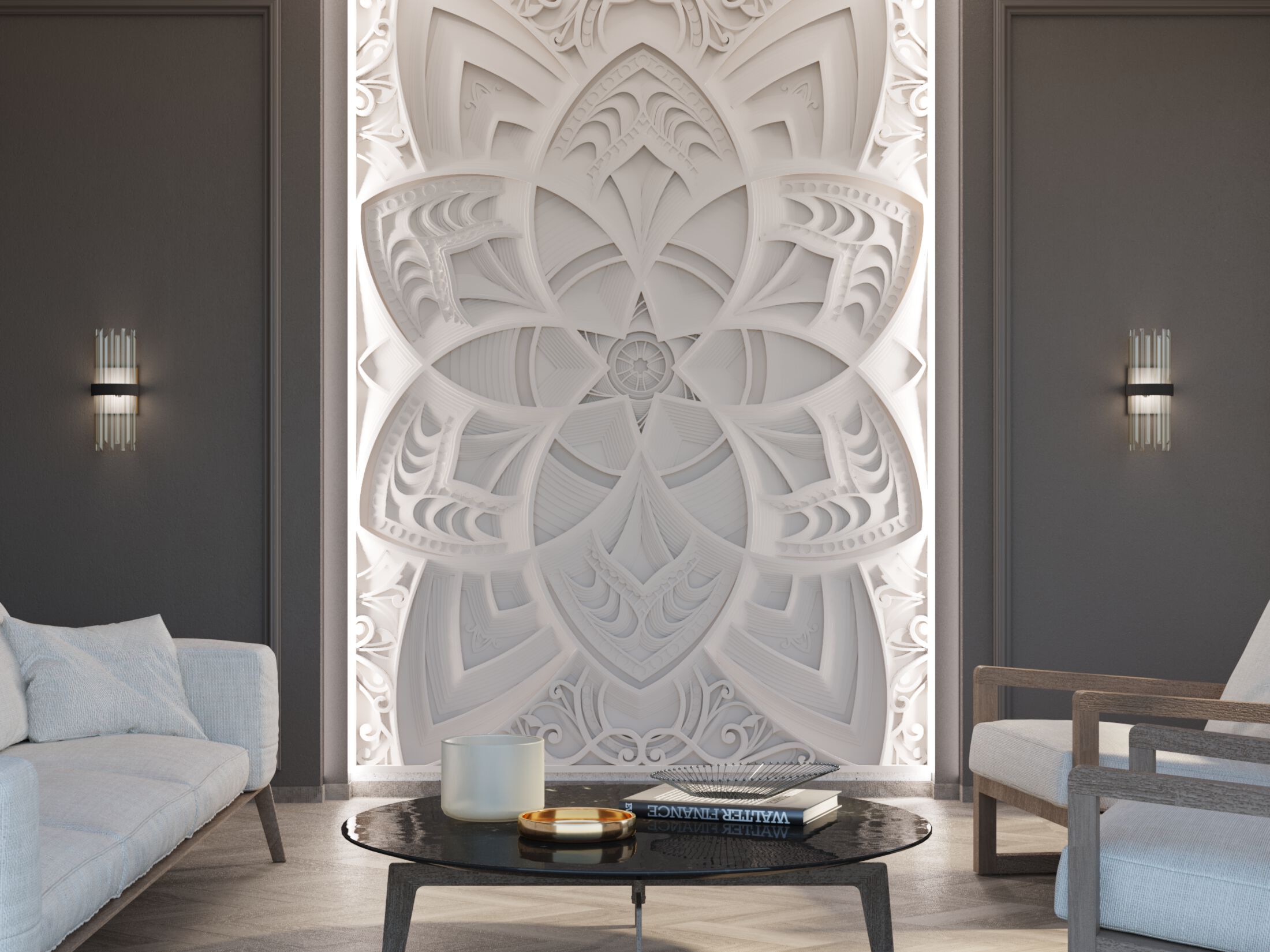 Трехмерная декоративная гипсовая панель WallDeco ROYALTY ARCH-00130039