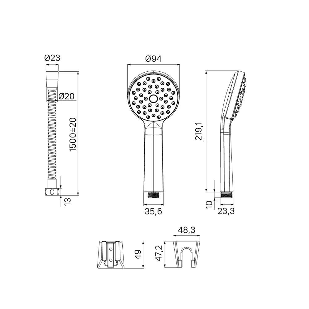 IDDIS Buena — душевой комплект в матовом черном цвете с удобным держателем 89349139 STLM-1585197 - Вид №4