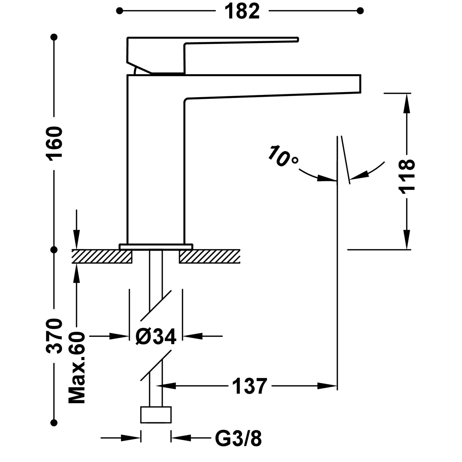 ТОНКИЙ смеситель для умывальника с одной ручкой-20210301BM TRES  - Вид №1