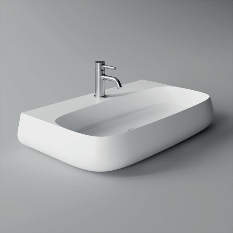 33170101.01 Подвесная раковина 750х450х140 мм Alice Ceramica Nur без перелива с 1 отверстием под смеситель Белый глянцевый