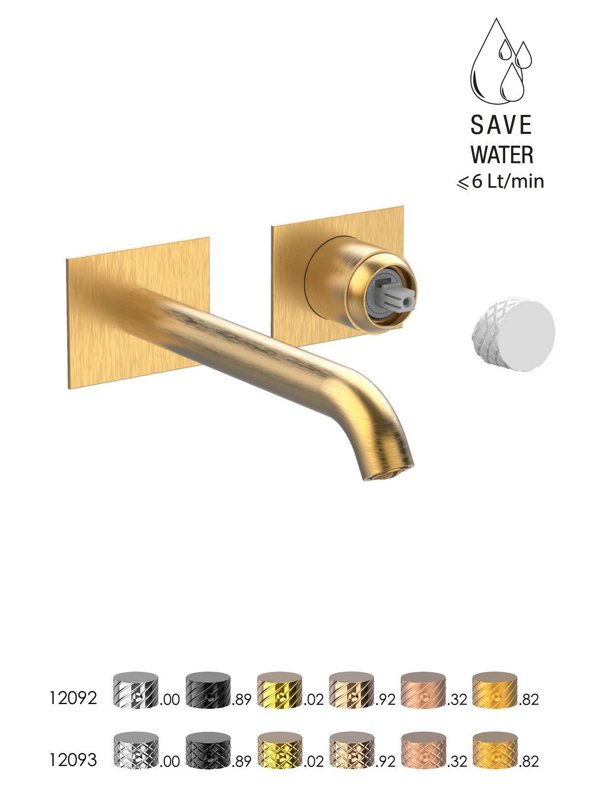 Настенный смеситель для раковины без слива с ограничителем расхода Rubinetterie Frattini Pepe XLS ARCH-00093332 - Вид №33