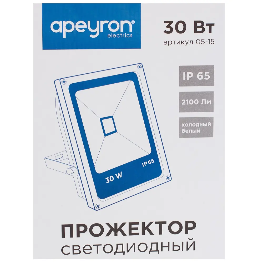 Прожектор светодиодный Apeyron 30 Вт, 2100 Лм, цвет черный, IP65 STLM-2171085 - Вид №4
