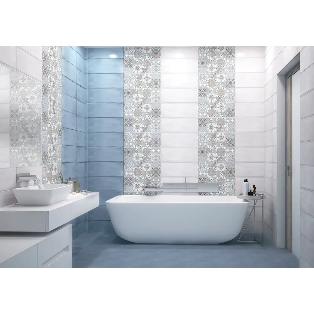 Плитка настенная Azori Nuvola Aqua 20.1x50.5 см 1.52 м² цвет синий STLM-2191425 - Вид №1