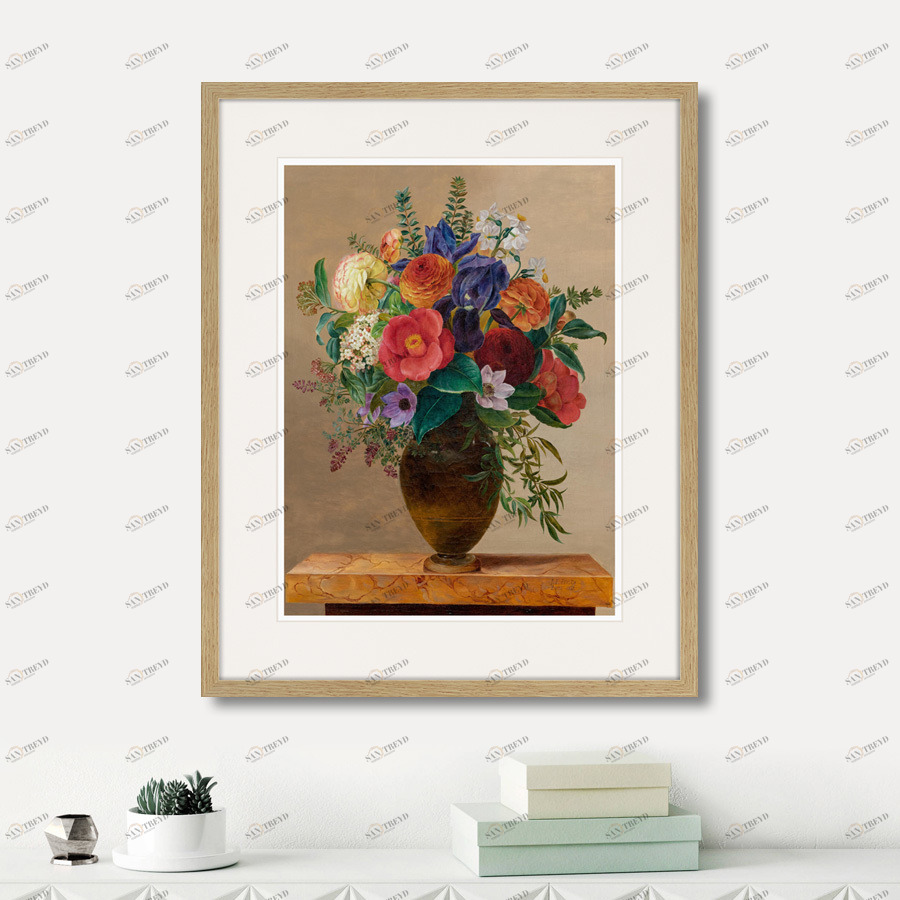 Картина в раме 52х42 см Summer flowers in a vase, 1835г. КАРТИНЫ В КВАРТИРУ  264544 Коричневый;красный;разноцветный 