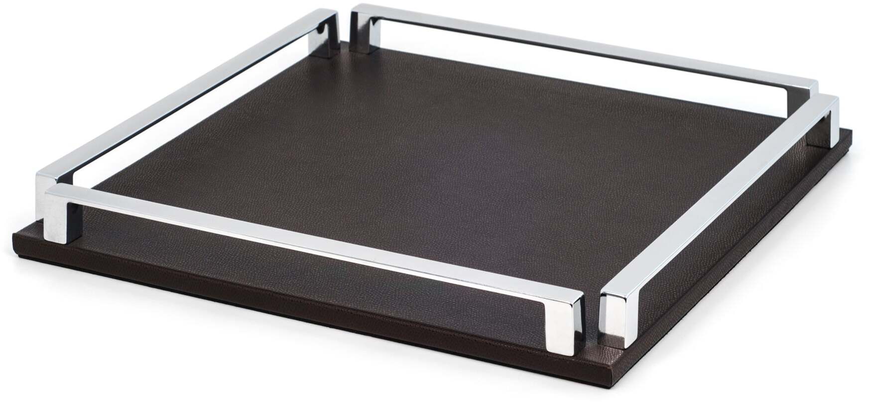 Пол Трей - 37X37 см / металлическая отделка_вороненая латунь / зерненая кожа_земля