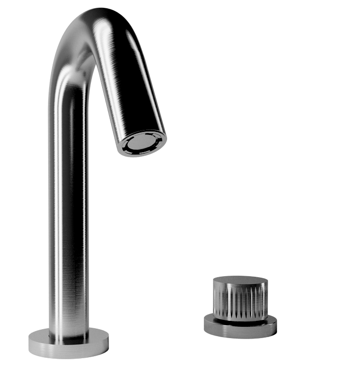 70502 Смеситель для раковины на 2 отверстия из матовой нержавеющей стали 316 с прогрессивным картриджем. Bongio Time2020