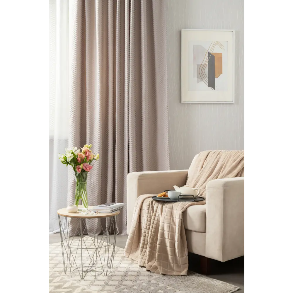 Плед Cuatro 200x220 см цвет бежевый Santreyd STLM-2102576 - Вид №3