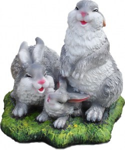 11157 ЗАЙЦЫ семья, скульптура из бетона LAB.Space  - Вид №1