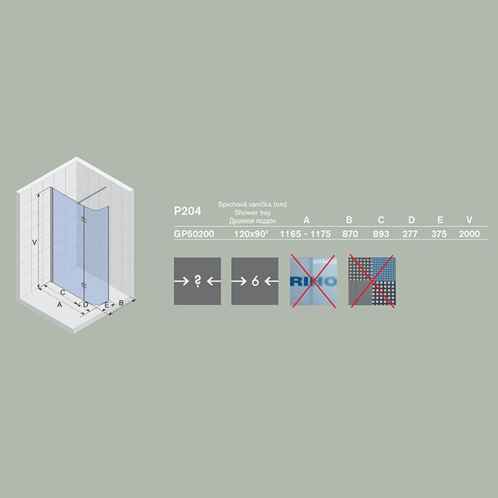 GP50200 Неподвижная стенка Riho Polar Santreyd - Вид №3