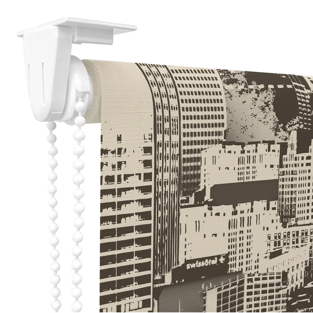 Штора рулонная Мегаполис 80x160 см черно-бежевая DOMLEGRAND STLM-2155868 - Вид №1