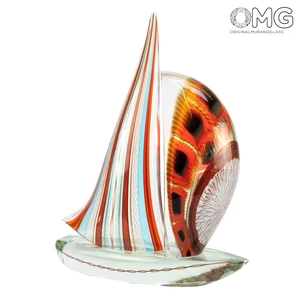 3397 ORIGINALMURANOGLASS Скульптура Полосатый Парусник с филигранью - муранское стекло OMG 42 см