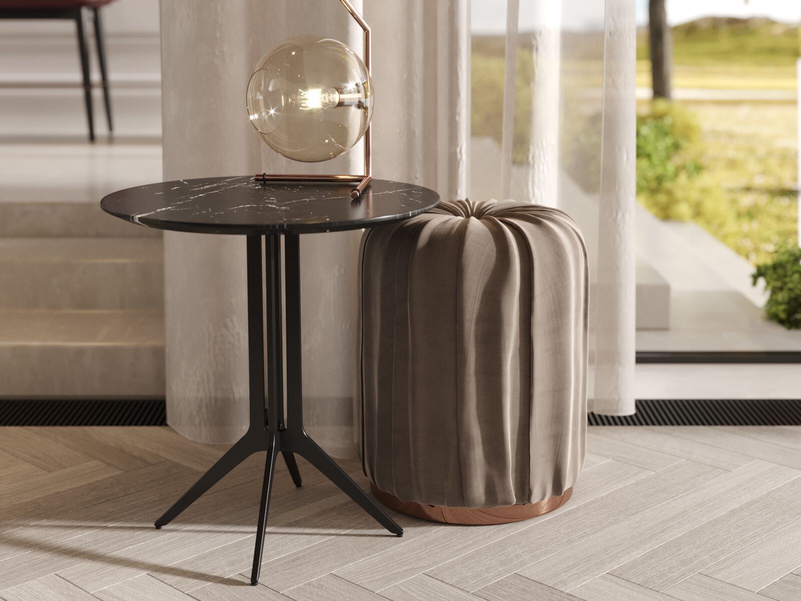 Круглый пуф из ткани PRADDY Natur ARCH-00108493 - Вид №2