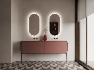 Двойной напольный умывальник с зеркалом