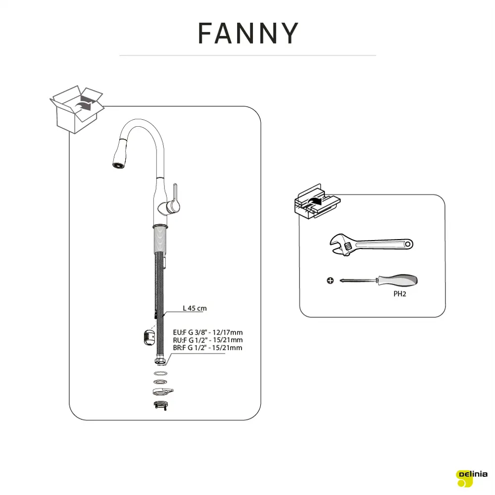 Смеситель кухонный Delinia Fanny общая высота 40.0 см цвет хром STLM-2080972 - Вид №13