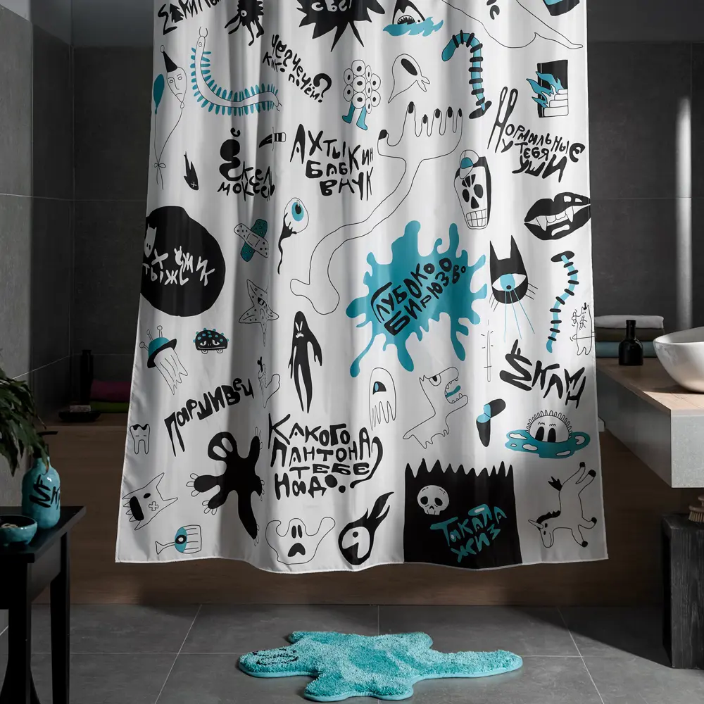 Шторка для ванной Irony 180х200 см цвет белый MOROSHKA STLM-2206590 - Вид №3