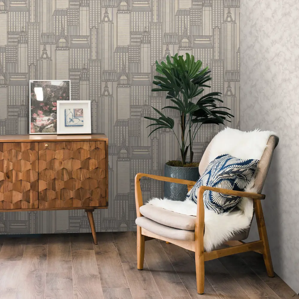 Обои флизелиновые Euro Decor Skyline светло-серые 1.06 м 7118-24 STLM-2105305 - Вид №3