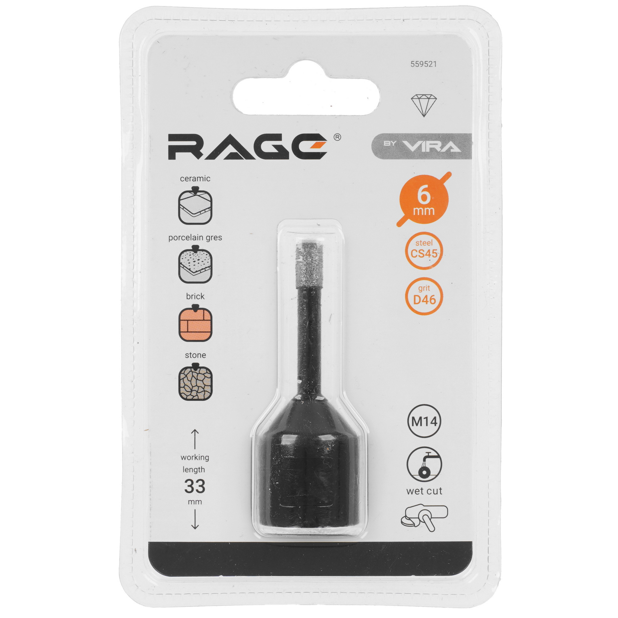 Коронка для УШМ алмазная RAGE by VIRA 559521 9191399 Vira rage STDN-0005681