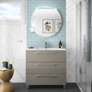 26593 SALGAR Мебель для умывальника FUSSION CHROME 900 3 ящика GLOSS TAUPE 897 x 868 x 450 мм Глянцево-серо-коричневый