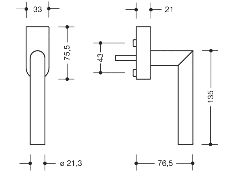 162XAFGA.2 оконная ручка HEWI System 162 | Edelstahl  - Вид №5