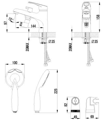 LM3115C Смеситель Omega на борт ванны LEMARK OMEGA - Вид №1