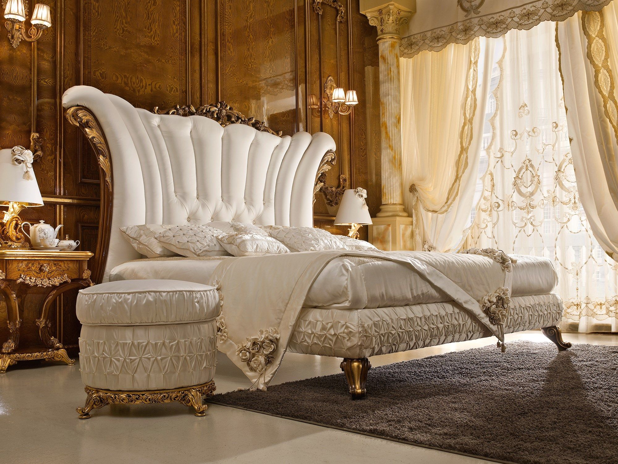 Двуспальная кровать из ткани с мягким изголовьем A.R. Arredamenti водолазка ARCH-00079785 - Вид №1