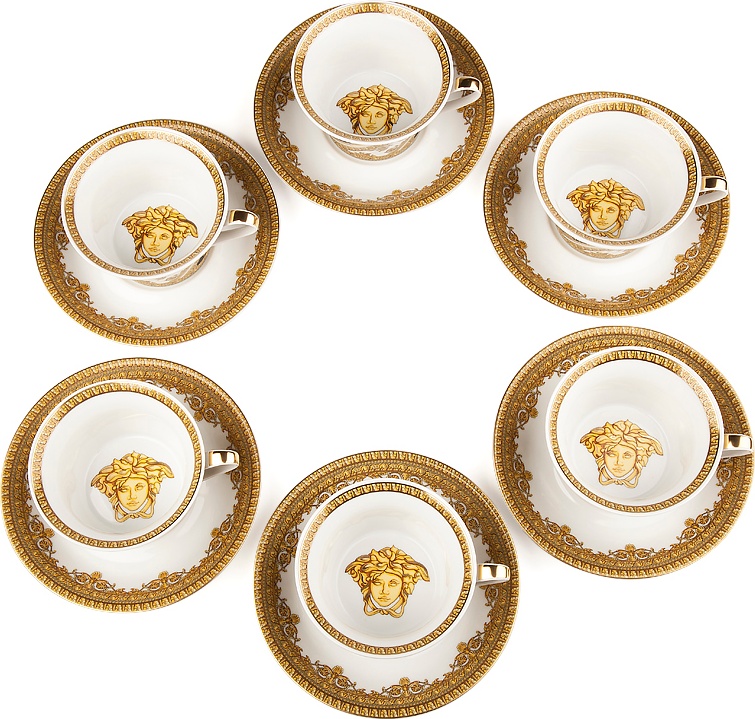 10607355 Rosenthal Versace Набор чашек чайных с блюдцами Моя любовь-барокко 220мл, фарфор, 6шт Фарфор 
