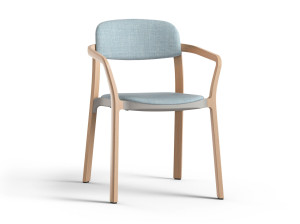 Деревянный штабелируемый стул с подлокотниками