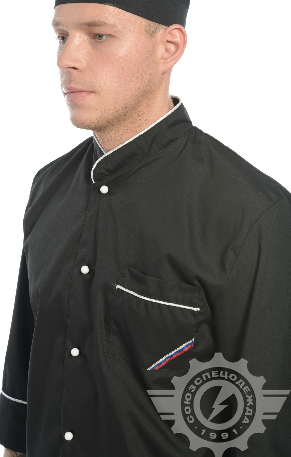 69102 Куртка поварская "Люкс-Лайт" черная  Повар  размер 48-50/182-188 Спецодежда  - Вид №4