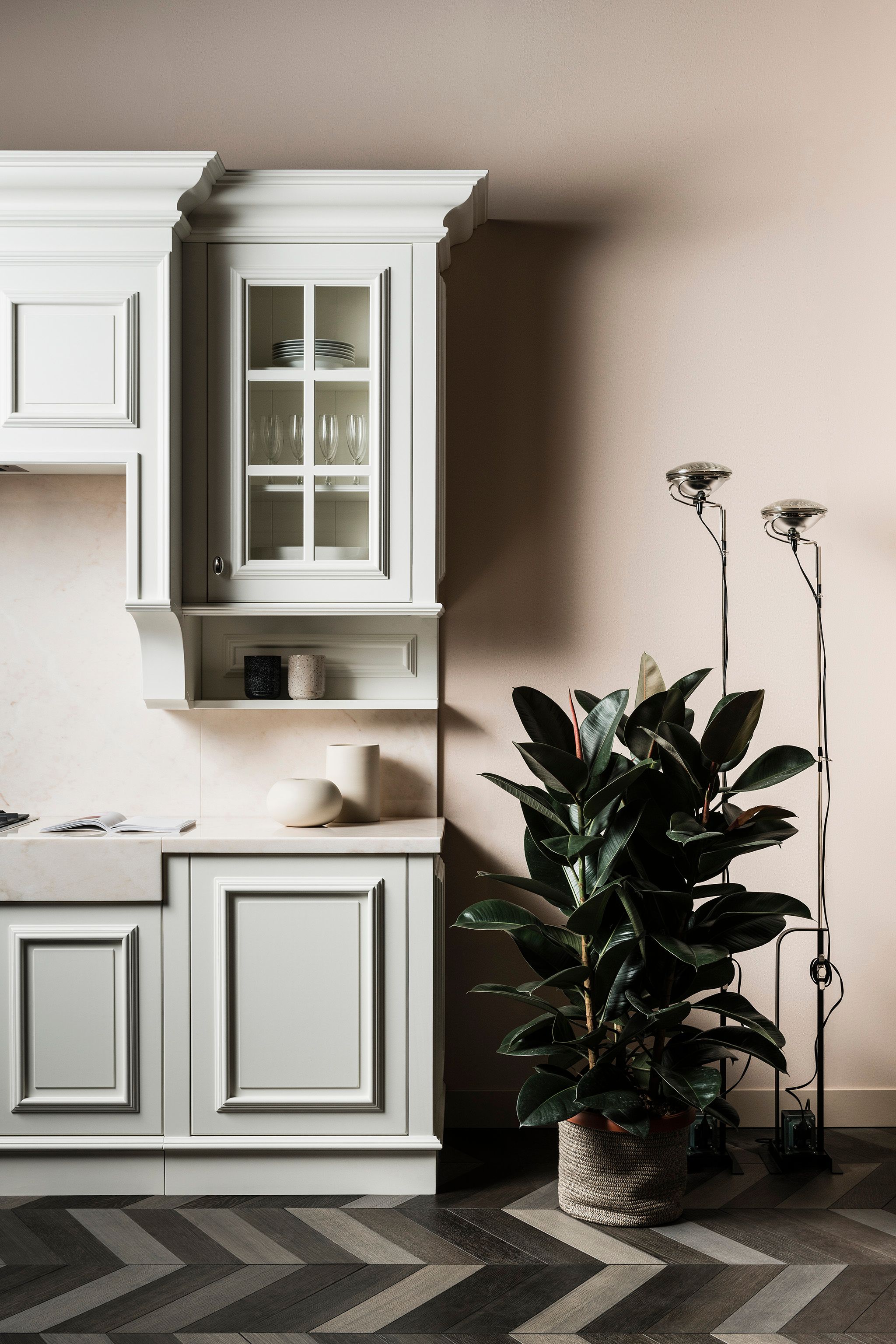 Деревянная линейная кухня с ручками L'Ottocento цветочный ARCH-00047043 - Вид №7