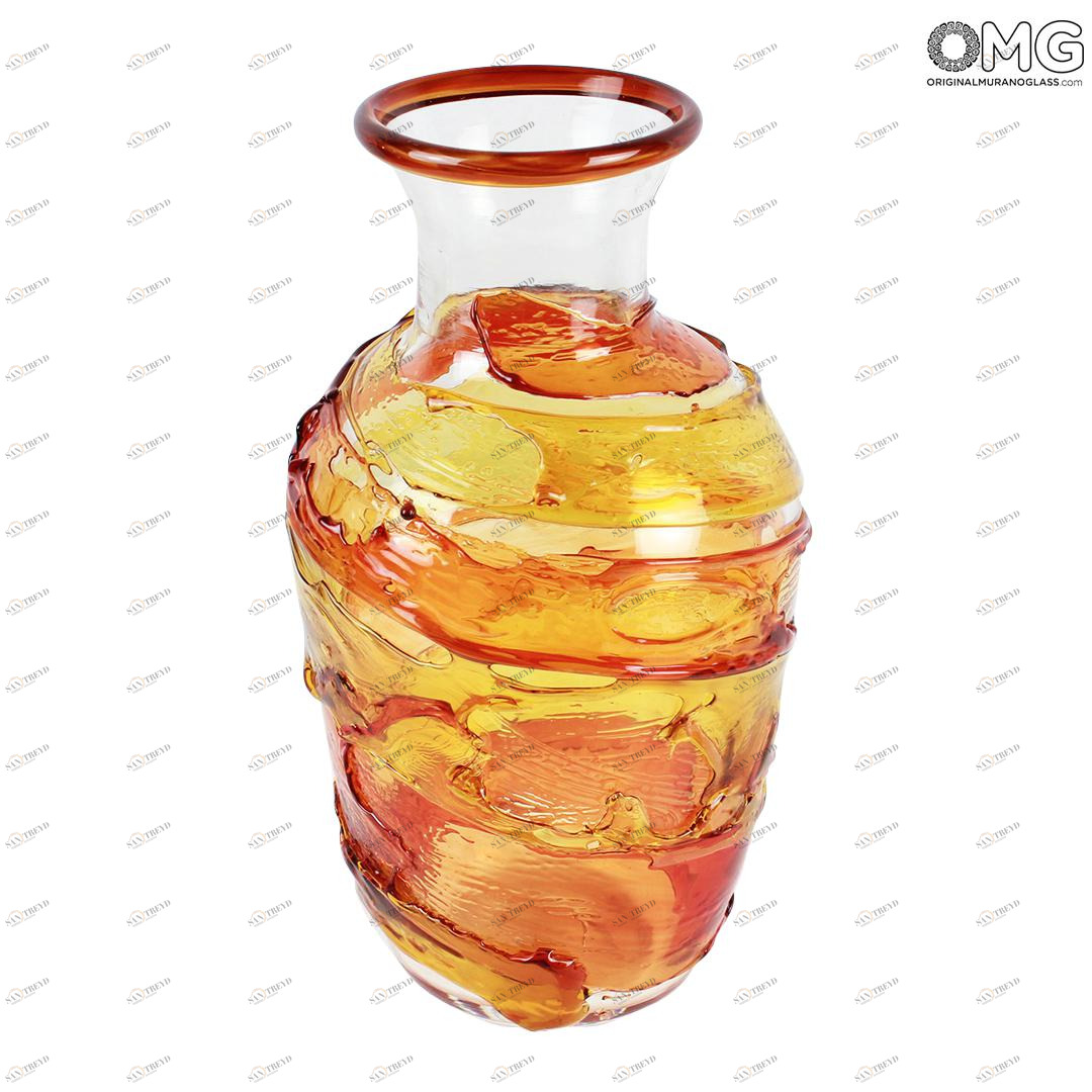358 ORIGINALMURANOGLASS Ваза Нестор - оранжевая - муранское стекло OMG 10 см 