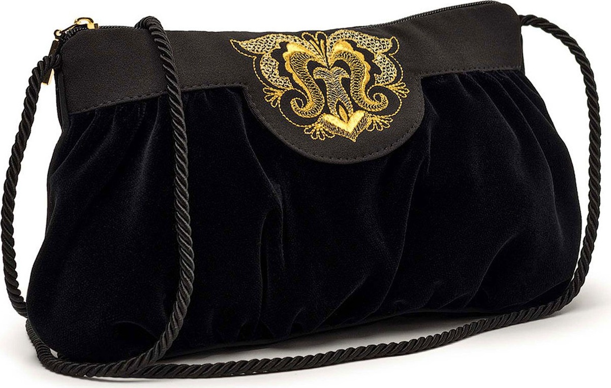 10660447 Торжокские золотошвеи Сумка "Фатиния" бархат + креп (атлас) Разм. 15*26*4 Мод. 469 Рис. 1397 Бархат 