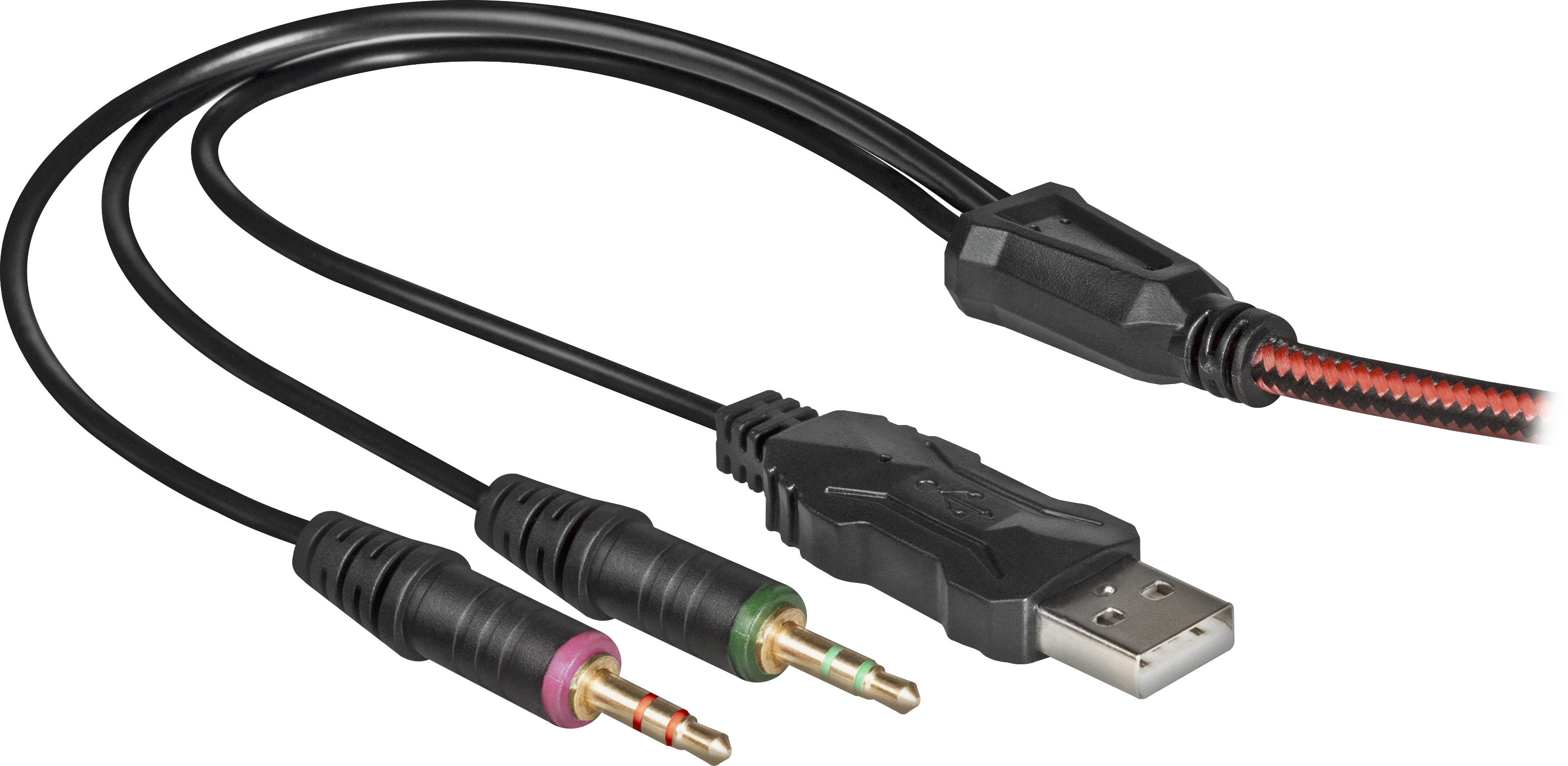 64213 игровая гарнитура delirium черный+красный, провод 2 м Redragon Santreyd  - Вид №4