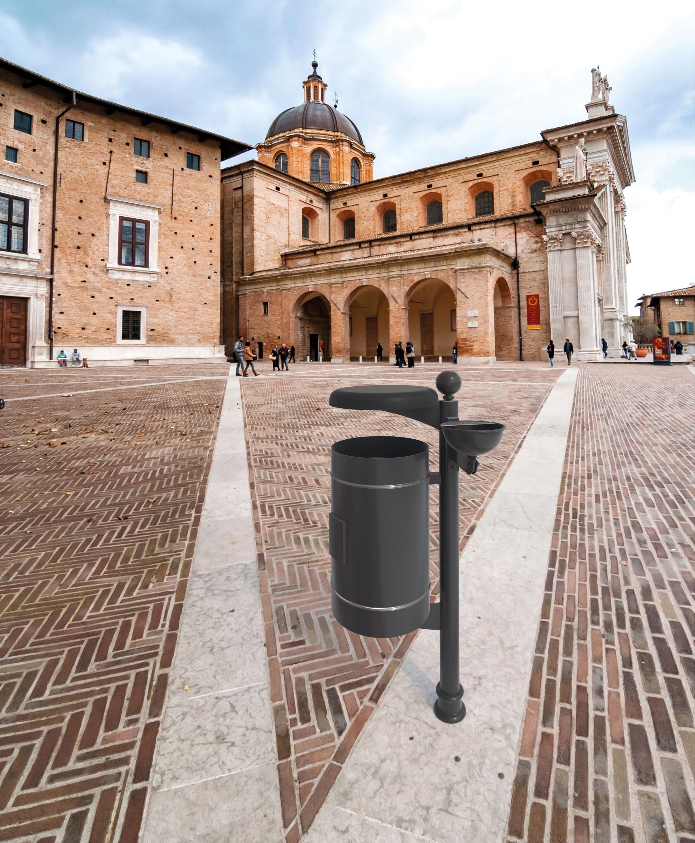 Стальная корзина для мусора с пепельницей Studio Città CORNER ARCH-00119941 - Вид №4