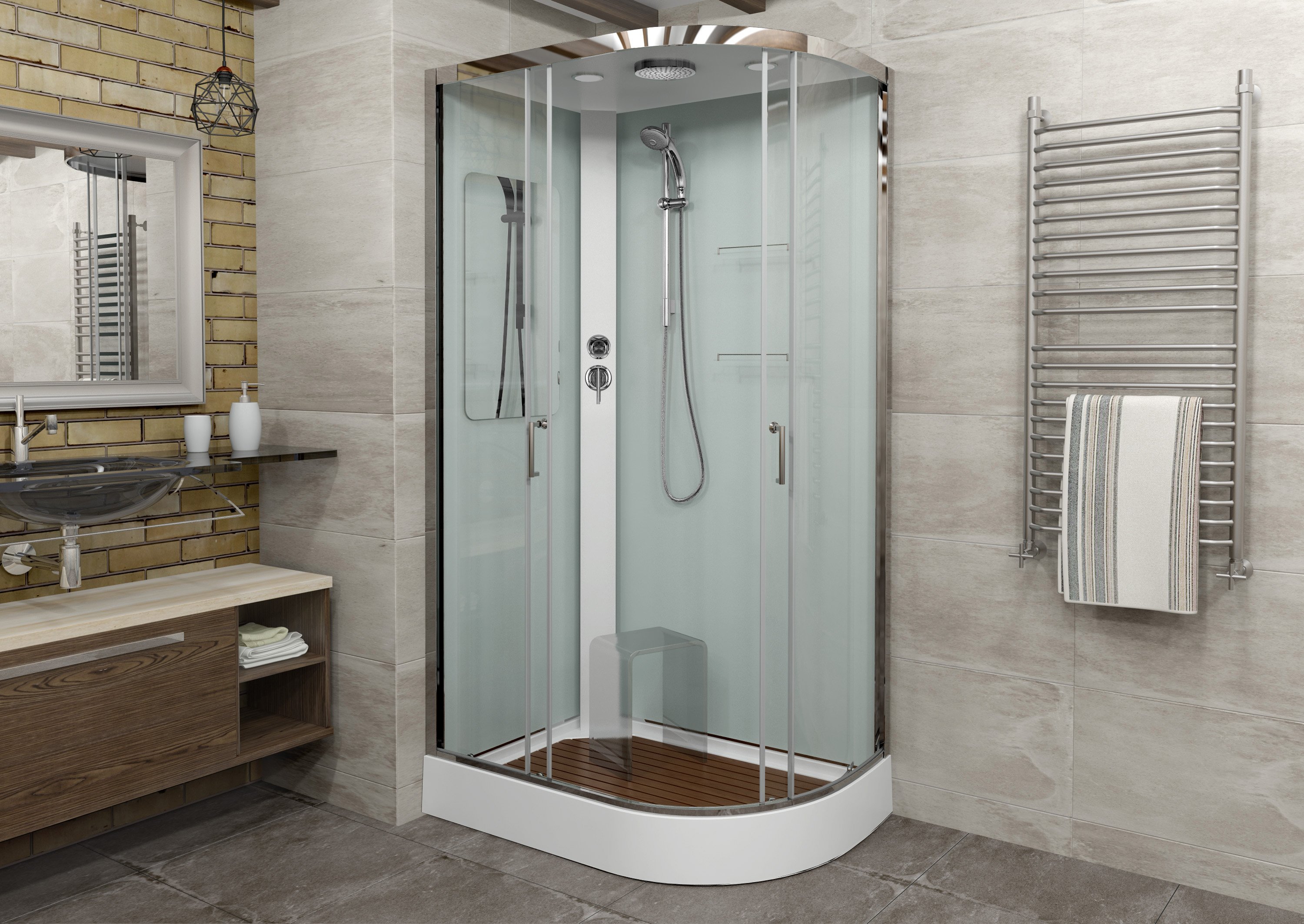 L 809 с гм. и эл. BLACK Душевая кабина DETO Серия L А102 L стандартная - Вид №20