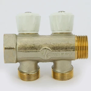 Коллектор НВ 3/4" с вентилями никелированный EMMETI 2 выхода М24х19 36мм