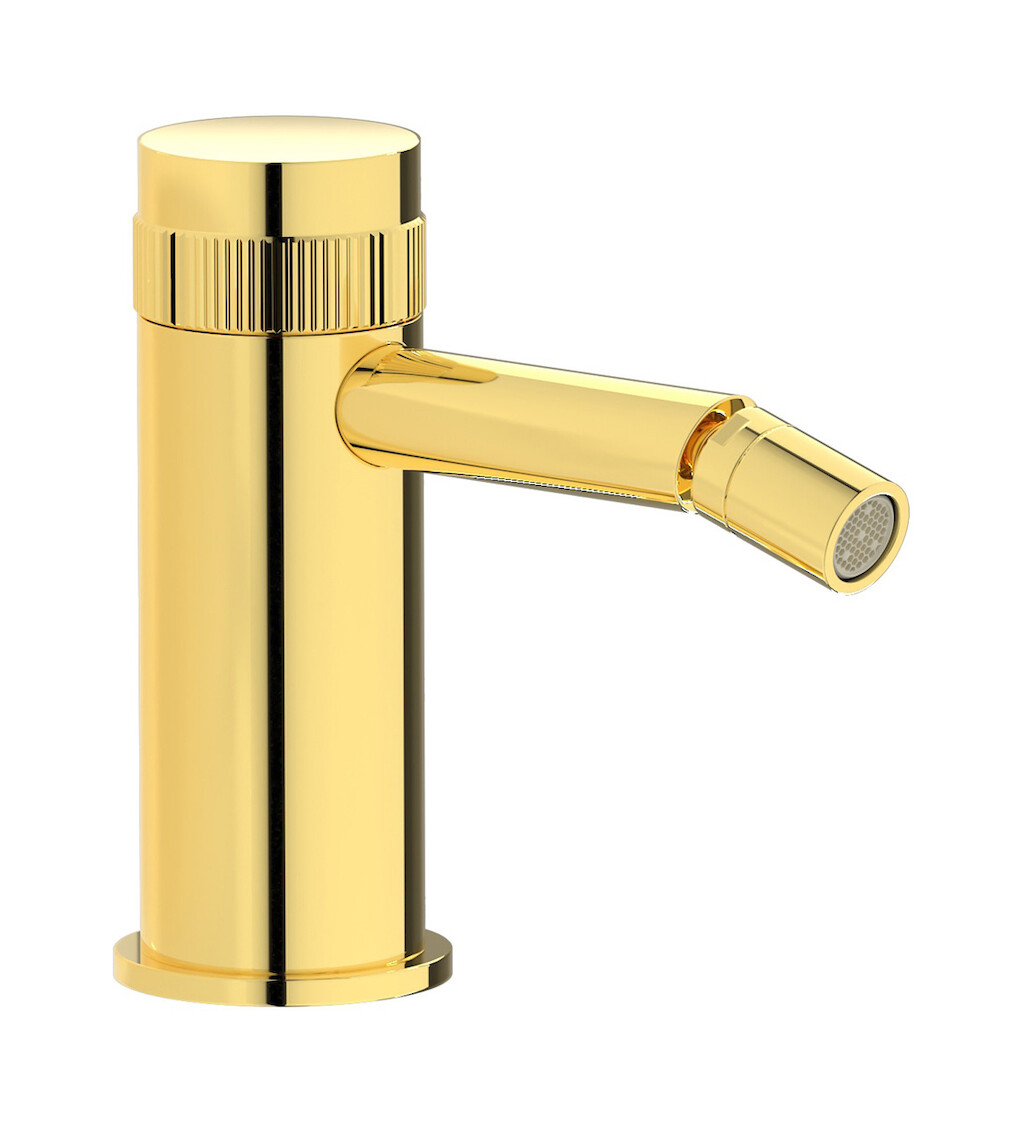 Прогрессивный смеситель для биде на 1 отверстие в комплекте с донным клапаном. WE ARE IB rx220oo Gold Reflex