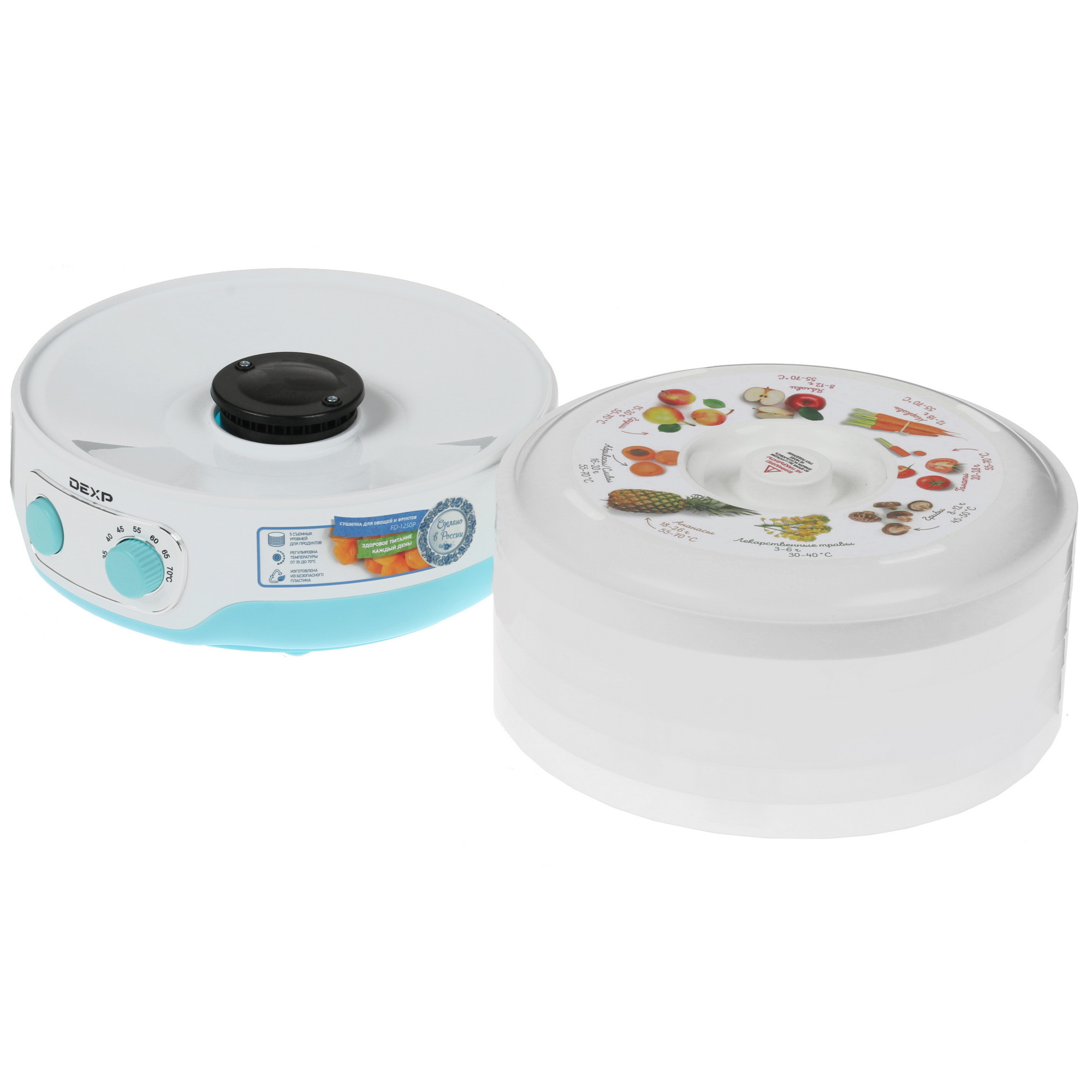 1623184 Сушилка для овощей и фруктов DEXP FD-1250P голубой STDN-0107511 - Вид №4