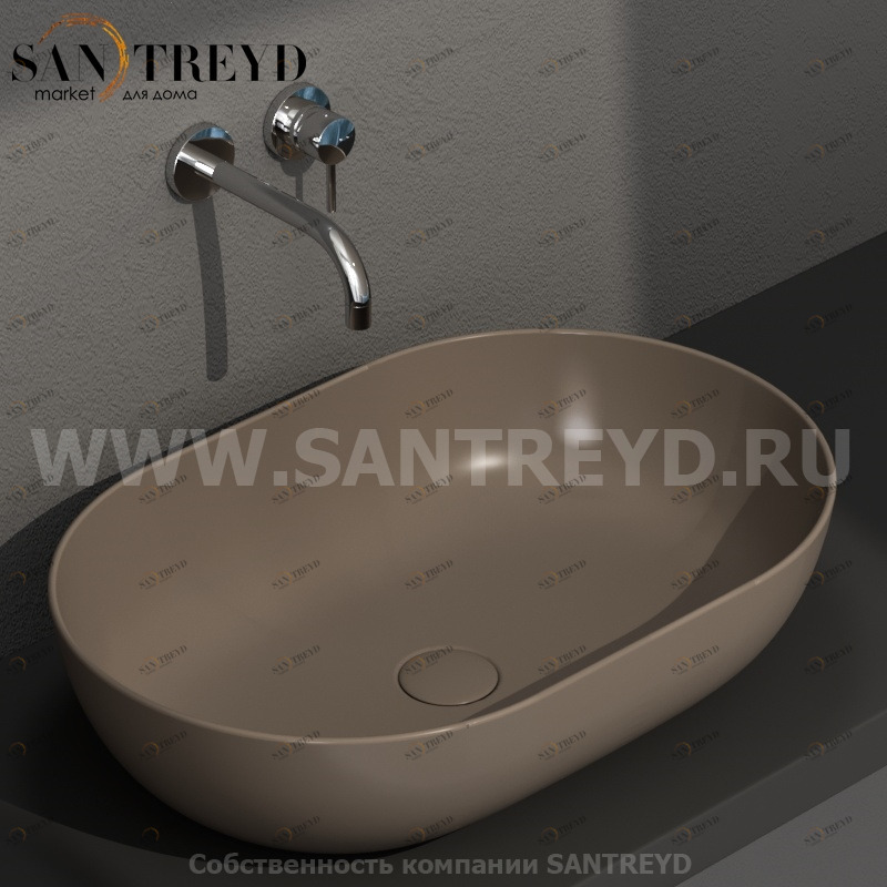 B6O60CS Накладная раковина на столешницу  овальная Ceramica Globo T-EDGE